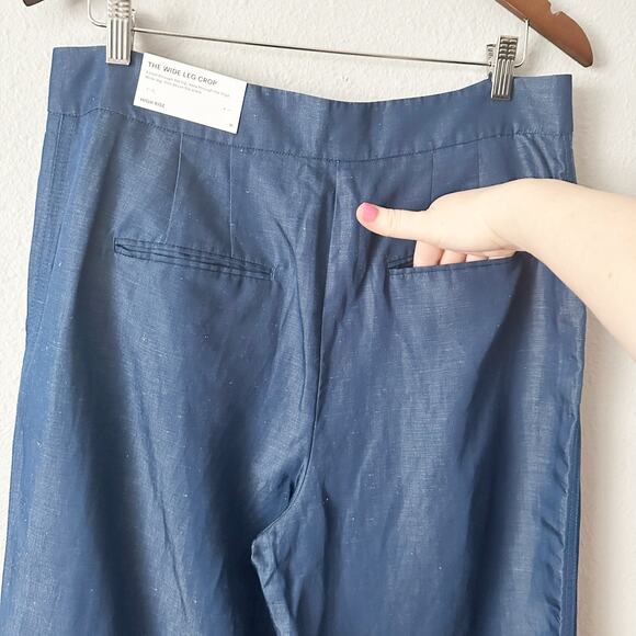 Ann Taylor Tencel Linen Chambray High Rise Wide Leg Crop Pants Women’s Size 10 - Picture 6 of 13